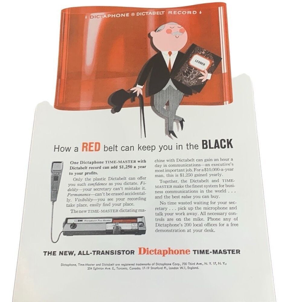 Vintage 1959 Dictaphone Time Master Ad Advertisement